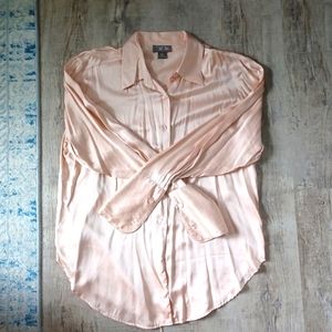 NEW YORK STYLE, 100% Silk Vintage Peach Button Down